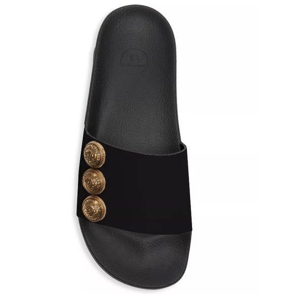 Balmain women’s symi leather button logo monogram sandals slides NEW - Picture 5 of 12